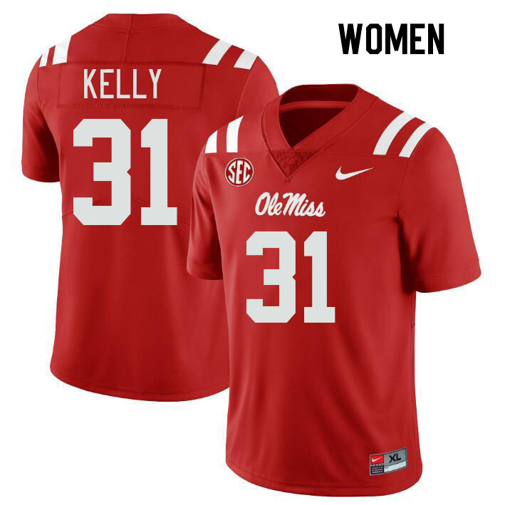 Women #31 Torian Kelly Ole Miss Rebels College Football Jerseys Stitched Sale-Red